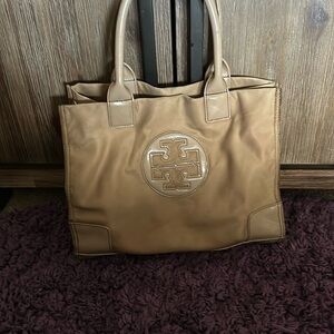 Tory Burch Tan Leather Tote with Structured Design
